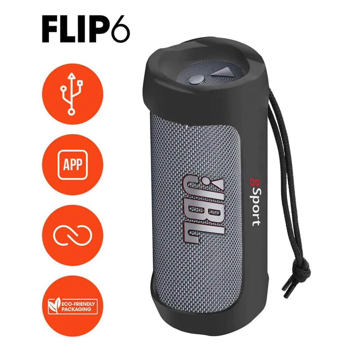 JBL Flip 6 Waterproof Portable Speaker with gSport Silicone Sleeve (Gray)