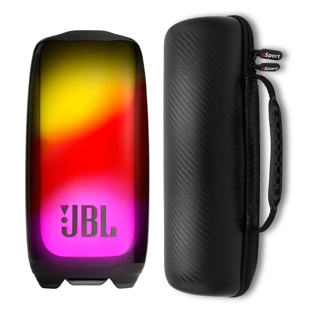 JBL Pulse 5 Waterproof Portable Bluetooth Speaker with gSport Carbon Fiber Case