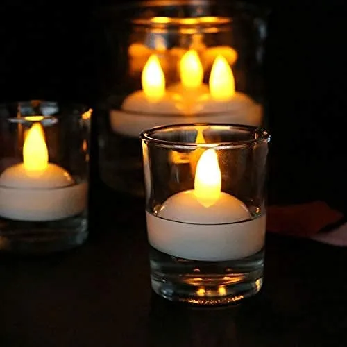 JENICO WORLD Plastic Floating Light Diya Led Light Diya Water Sensor Diwali ganpati Purpose Floating Candles Waterproof Floating Candles Party Decorations Water Activated Sensor (Pack of 30)