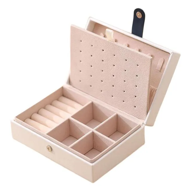 Jewelry Box Waterproof PU Leather Multi-Layer Lockable with Hanging Hooks Organiser Display Holder for Bracelets Jewellery Care
