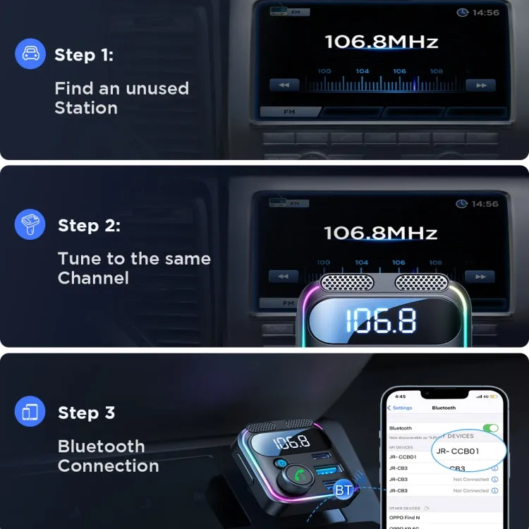 JOYROOM JR-CCB01 48W Dual-Mic Car Wireless FM Transmitter