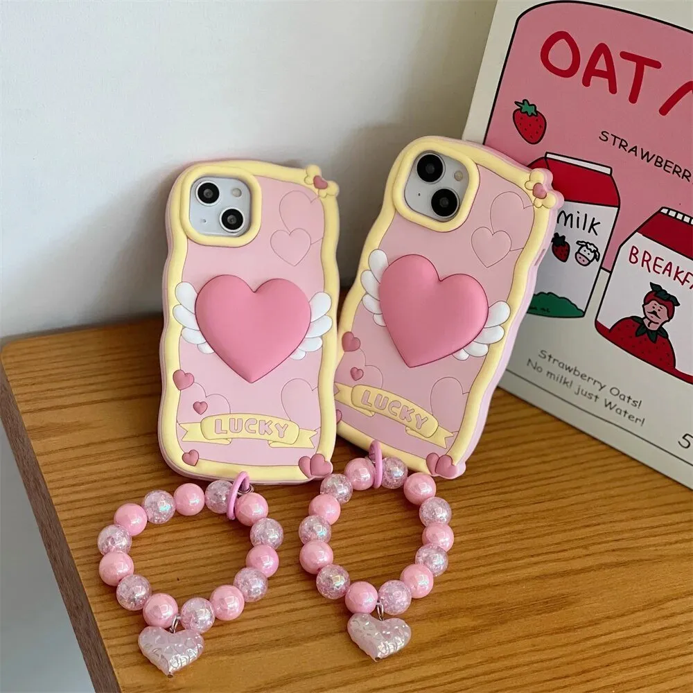 Kawaii Love Heart iPhone Case with Bracelet