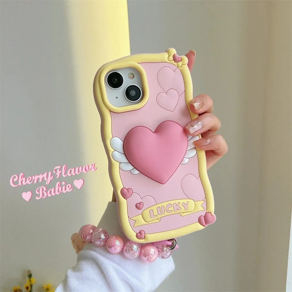 Kawaii Love Heart iPhone Case with Bracelet