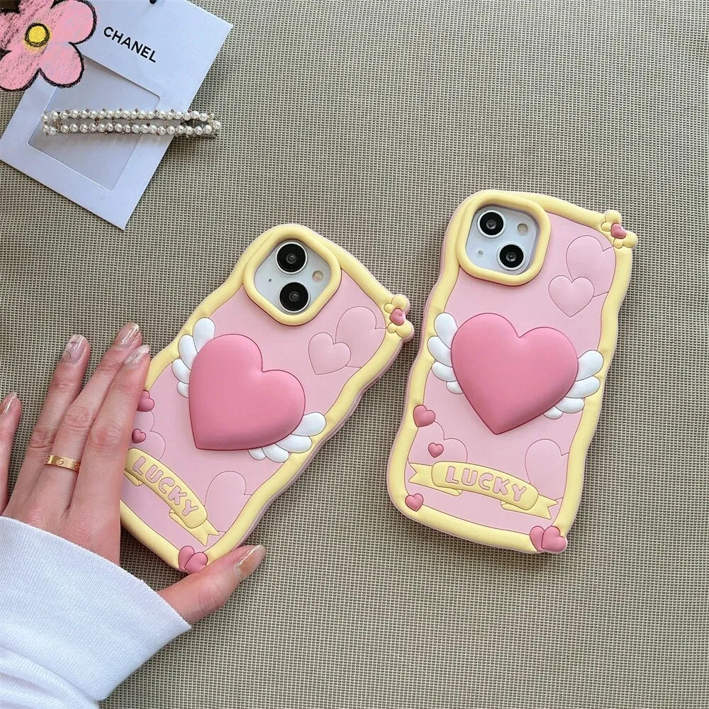 Kawaii Love Heart iPhone Case with Bracelet