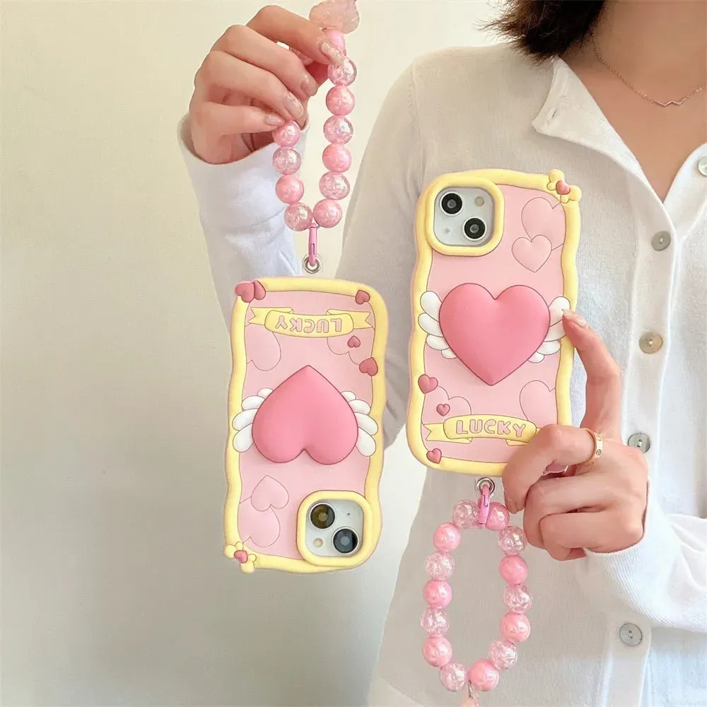 Kawaii Love Heart iPhone Case with Bracelet