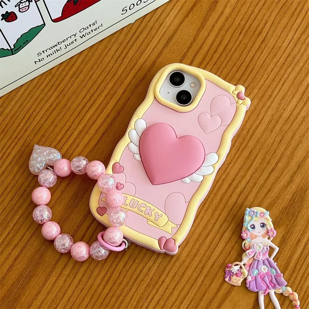 Kawaii Love Heart iPhone Case with Bracelet