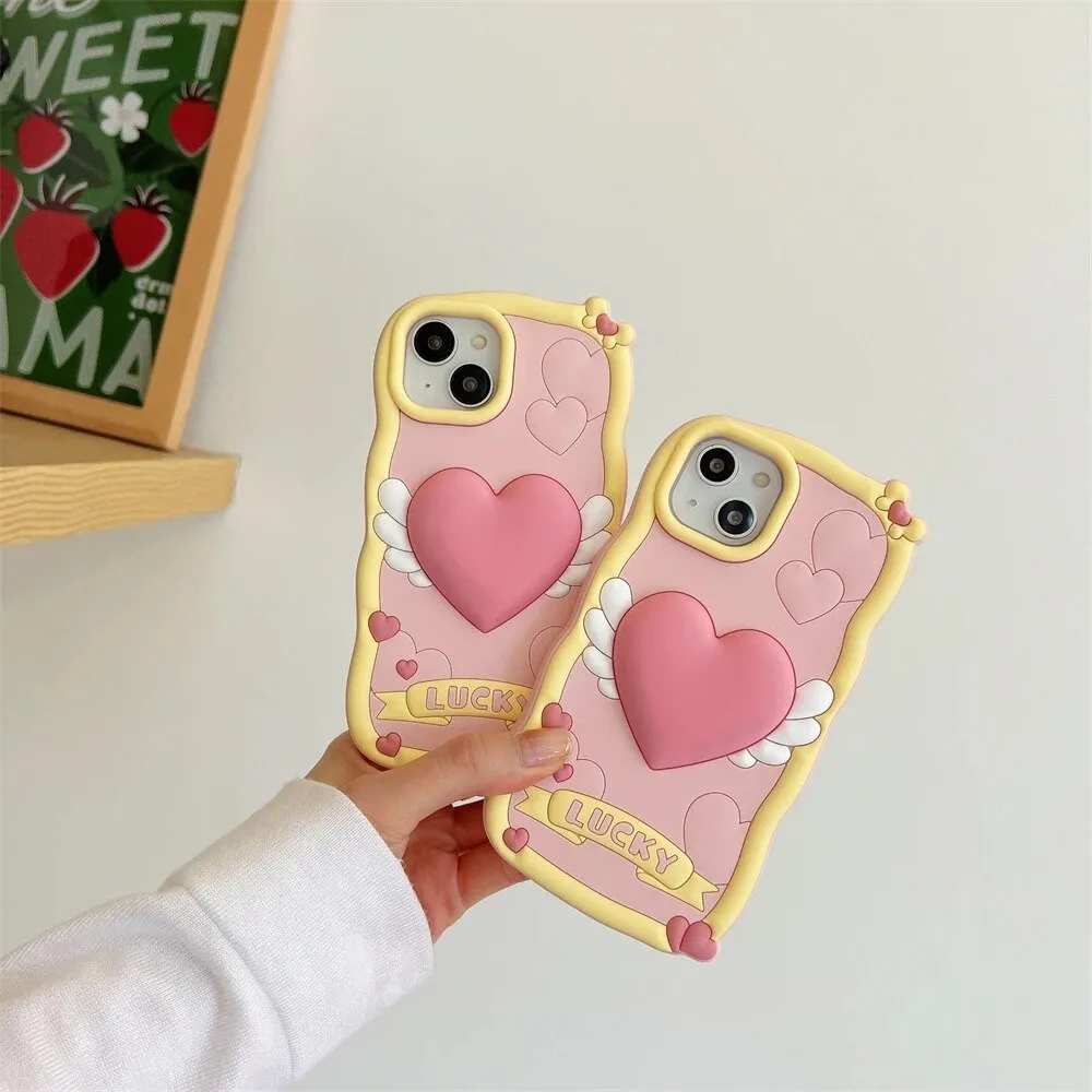 Kawaii Love Heart iPhone Case with Bracelet