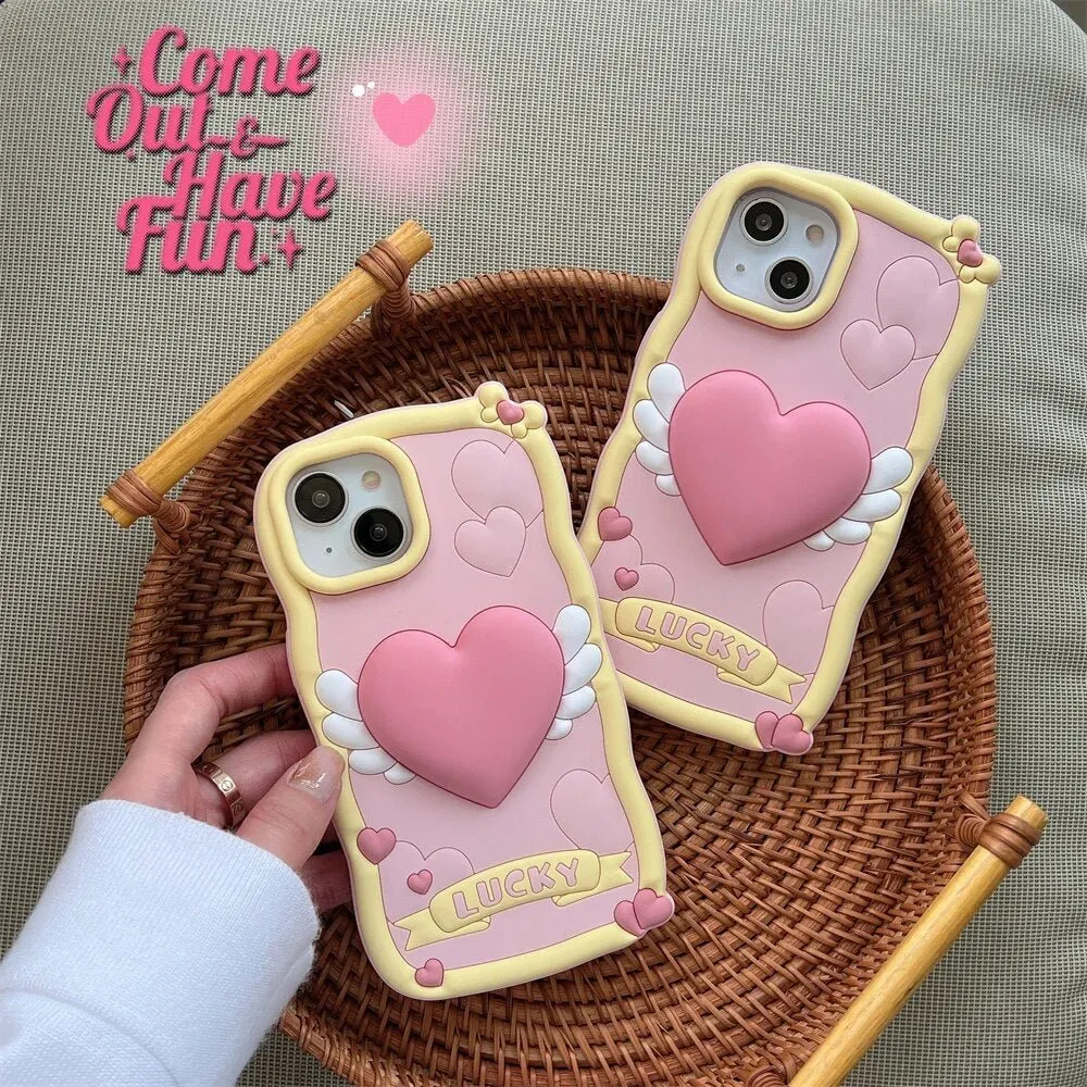 Kawaii Love Heart iPhone Case with Bracelet