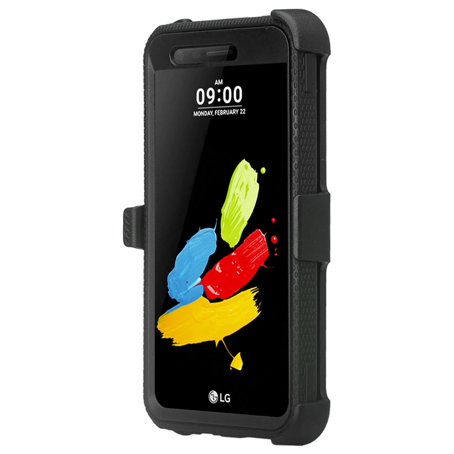 LG Aristo Case, K4 2017, K8 2017, Risio 2, Phoenix 3, Fortune, Triple Protection 3-1 w/ Built in Screen Protector Heavy Duty Holster Shell Combo Case - Black