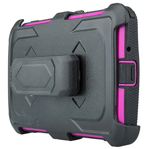 LG K8 | Phoenix 2 | Escape 3 Case, Triple Protection 3-1 w/ Built in Screen Protector Heavy Duty Holster Shell Combo Case for LG K8 | LG Phoenix 2 | LG Escape 3 - Purple