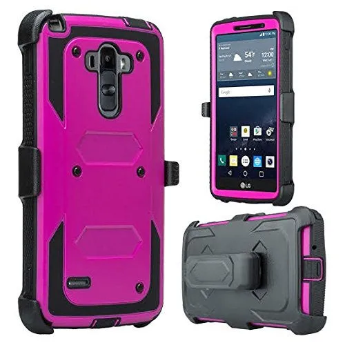LG K8 | Phoenix 2 | Escape 3 Case, Triple Protection 3-1 w/ Built in Screen Protector Heavy Duty Holster Shell Combo Case for LG K8 | LG Phoenix 2 | LG Escape 3 - Purple