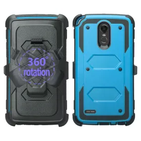LG Stylo 3 Case, Triple Protection 3-1 w/ Built in Screen Protector Heavy Duty Holster Shell Combo Case - Blue