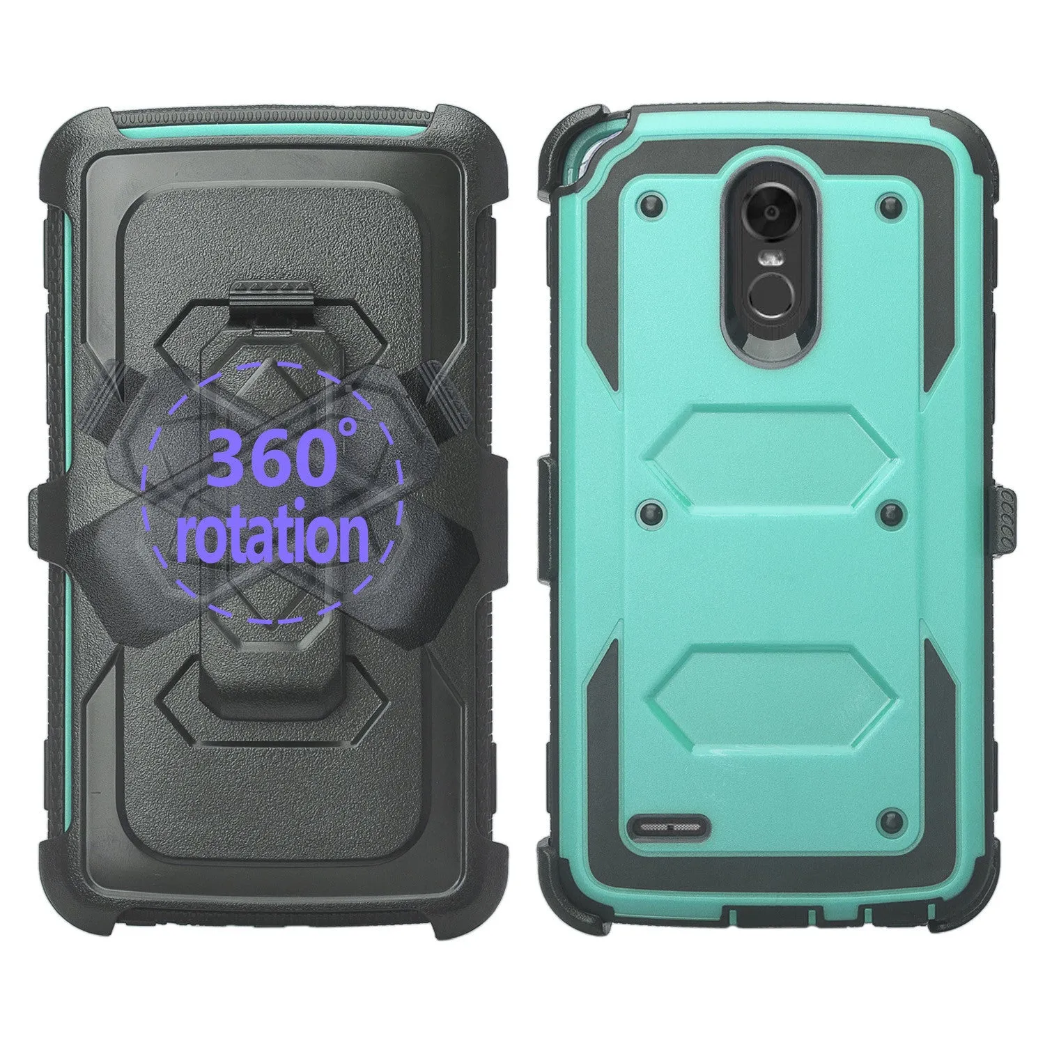 LG Stylo 3 Case, Triple Protection 3-1 w/ Built in Screen Protector Heavy Duty Holster Shell Combo Case - Teal