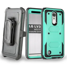 LG Stylo 3 Case, Triple Protection 3-1 w/ Built in Screen Protector Heavy Duty Holster Shell Combo Case - Teal