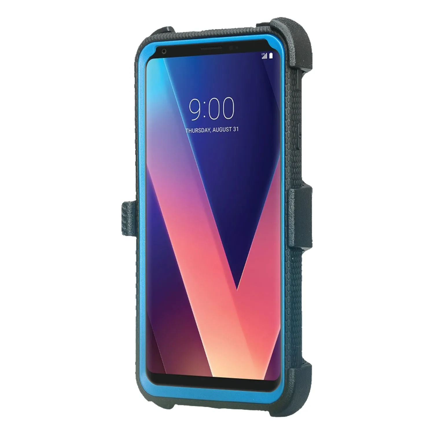 LG V30 Case, V30 Plus, Triple Protection [ Built in Screen Protector ] Heavy Duty Holster Shell Combo Clip Cover - Blue