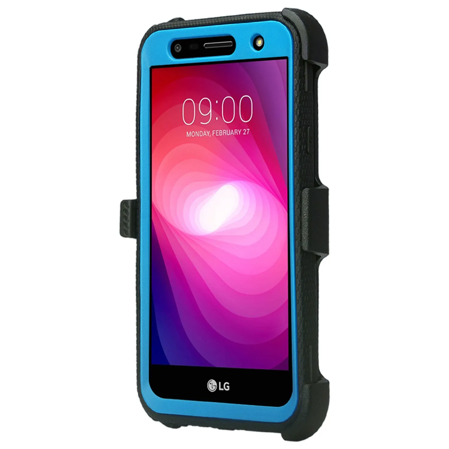 LG X Power 2 Case, LG X Charge, LG Fiesta 2, Fiesta, LG K10 Power, Triple Protection 3-1 w/ Built in Screen Protector Heavy Duty Holster Shell Combo Clip Case Cover - Blue