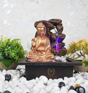MERUPAM™ Decorative Tabeltop Buddha Water Fountain for Living Room, Bedroom, Bathroom, Office Decor with Multicolor LED Lights (M-TF-B-3)