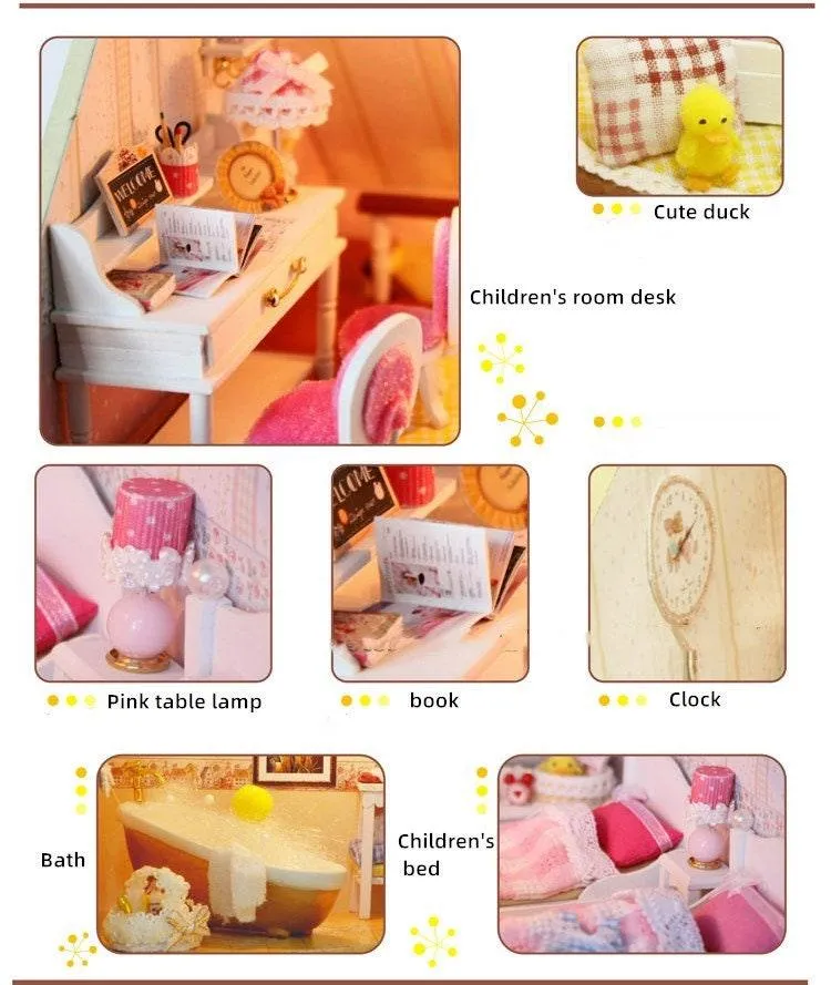 Modern Dollhouse Miniature with Furniture European Style DIY Dollhouse Kit - Openable Doors Room Large Dollhouse Free Musical Movement Box