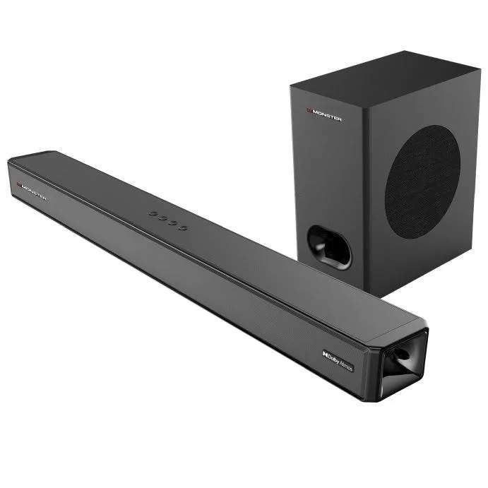 Monster Soundbar 2.1.2 Channel Dolby Atmos 100-Watt with Wireless Subwoofer