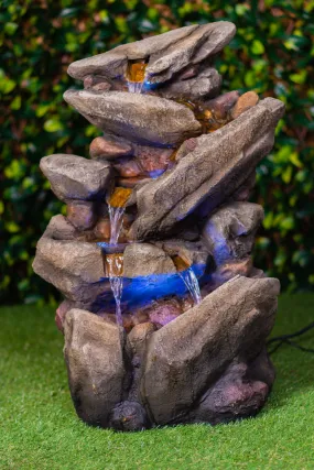 MultiLevel Stone Fountain With  Led Lights