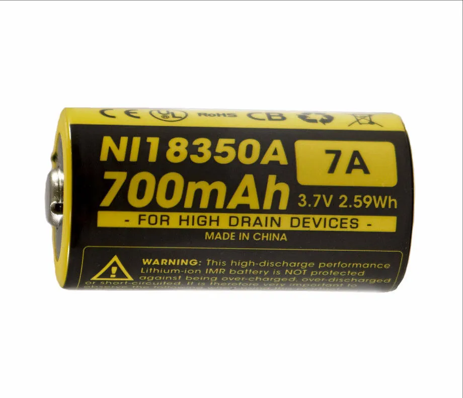 Nitecore 700mAh IMR 18350 Rechargeable Battery