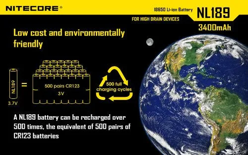 NITECORE NL189 3400mAh Protected Li-ion 18650 Rechargeable Battery