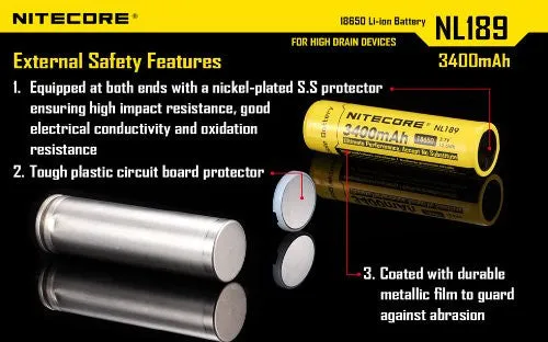 NITECORE NL189 3400mAh Protected Li-ion 18650 Rechargeable Battery
