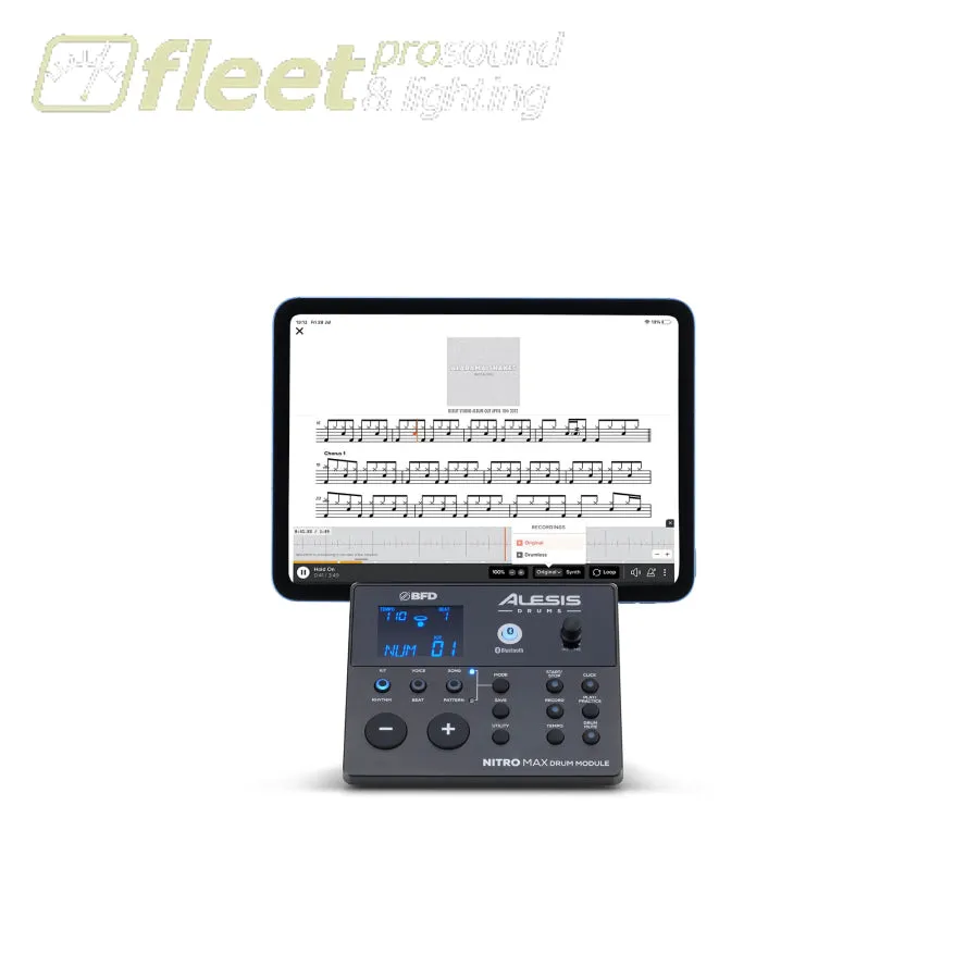 NITRO MAX KIT Eight Piece Electronic Drum Kit with Mesh Heads and Bluetooth