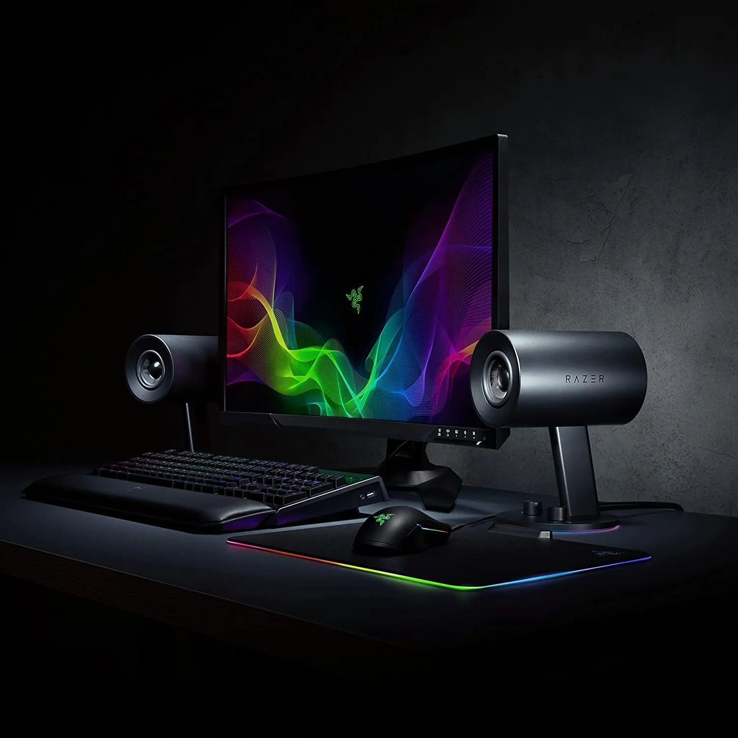 Nommo Chroma: Custom Woven 3" Glass Fiber Drivers - Rear-Facing Bass Ports - Bass Knob W/Automatic Gain Control Chroma Enabled - Full Range 2.0 PC Gaming Speakers, Black