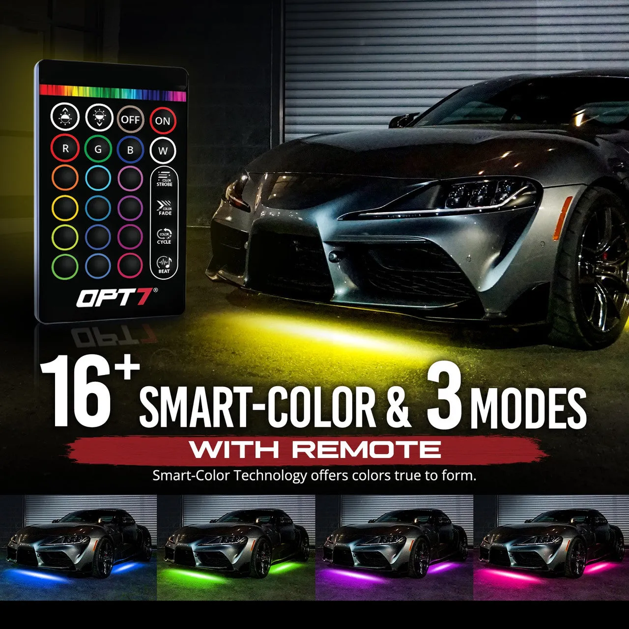 OPT7 AURA Aluminum Underglow Smart LED Lighting Kit for Cars - Exclusive Keyless Unlock Light