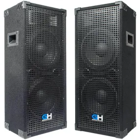 Pair of Passive Dual 10 Inch 2-Way PA/DJ Loudspeaker Cabinets - 1050 Watt Full Range PA/DJ Band Live Sound Speakers
