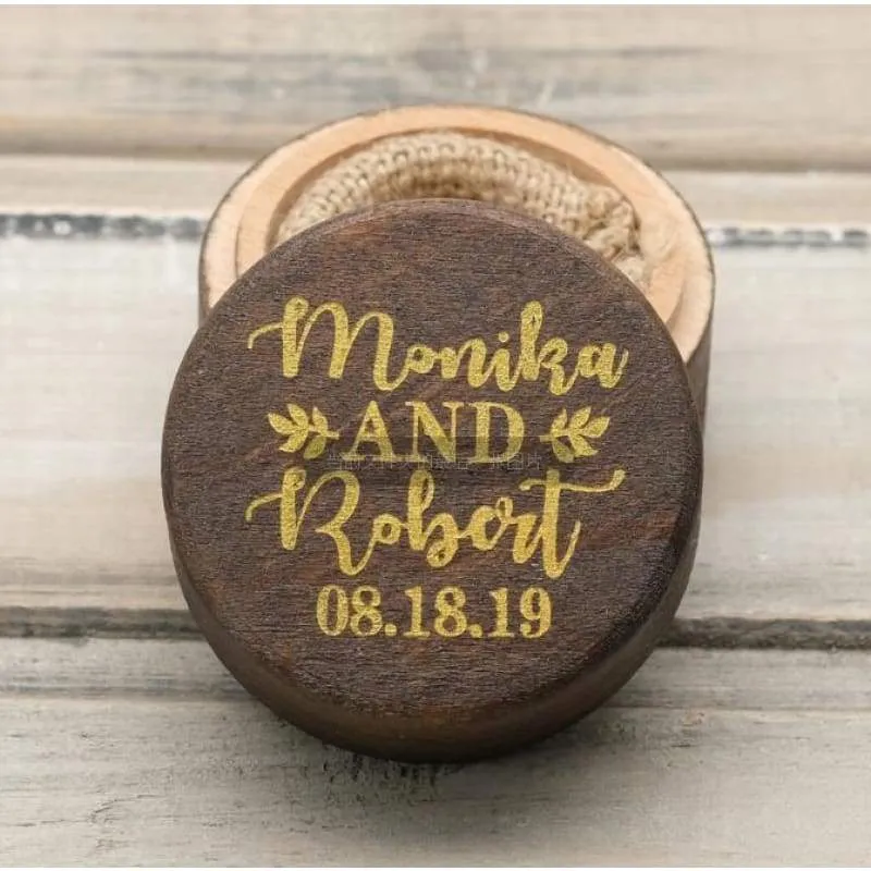 Personalized Rustic Wedding Wood Ring Box Holder Custom Your Names White Wedding Ring Bearer Box