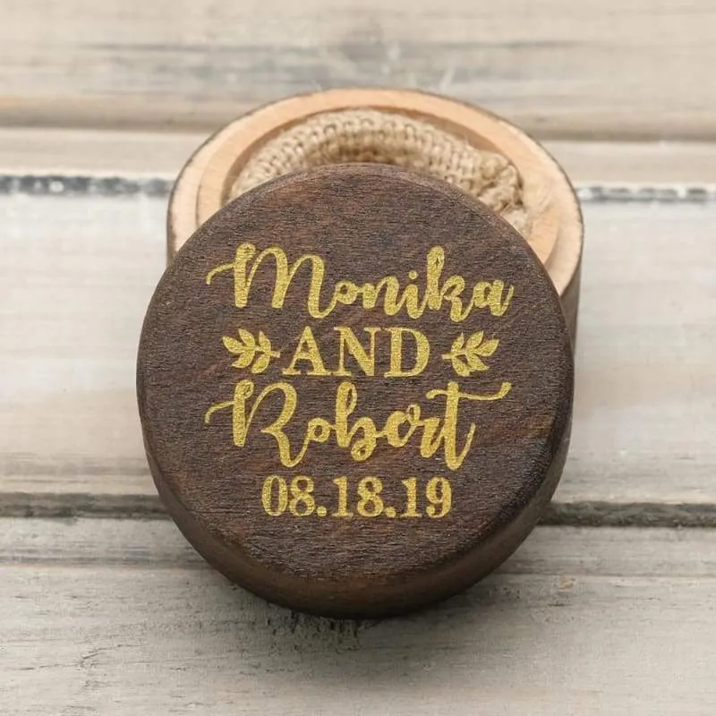 Personalized Rustic Wedding Wood Ring Box Holder Custom Your Names White Wedding Ring Bearer Box