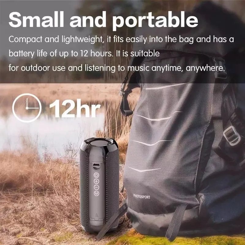 Portable Bluetooth Speaker 20w Wireless Bass Column Waterproof Outdoor USB Speakers AUX  Subwoofer