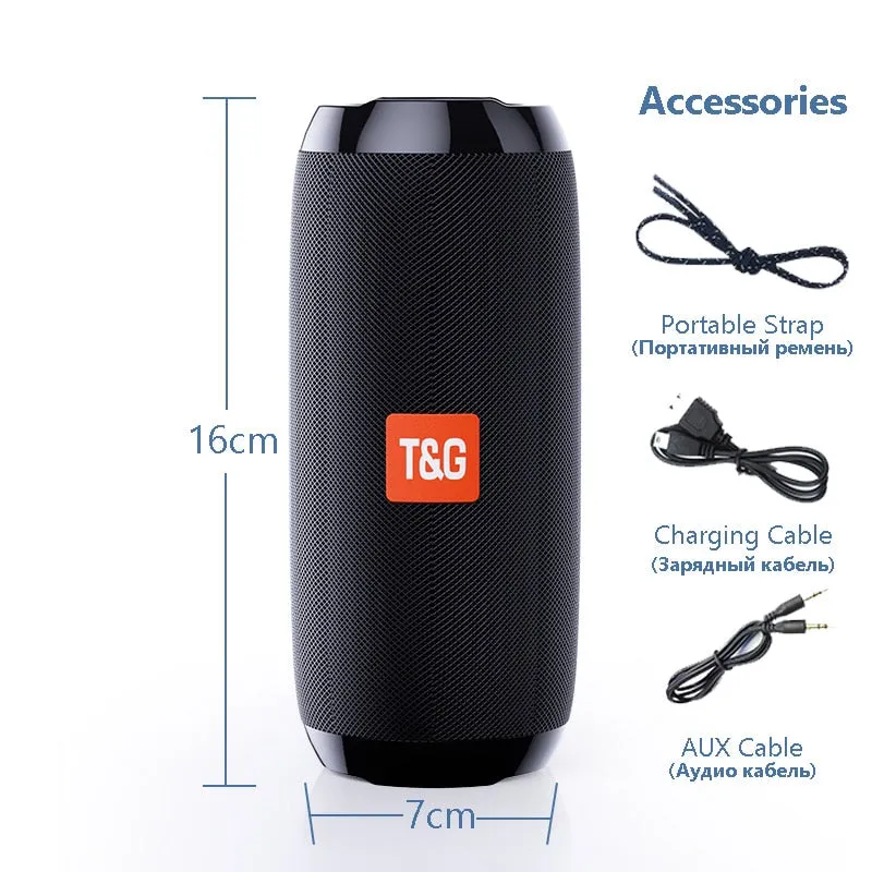 Portable Bluetooth Speaker 20w Wireless Bass Column Waterproof Outdoor USB Speakers AUX  Subwoofer