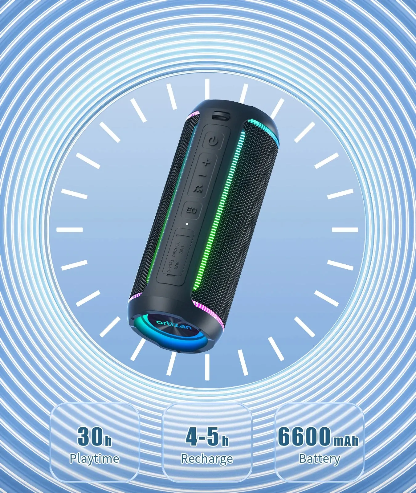 Portable Bluetooth Speakers Bass Boost 40W Powerful Wireless Waterproof Speaker 6600mAh Battery Support USB