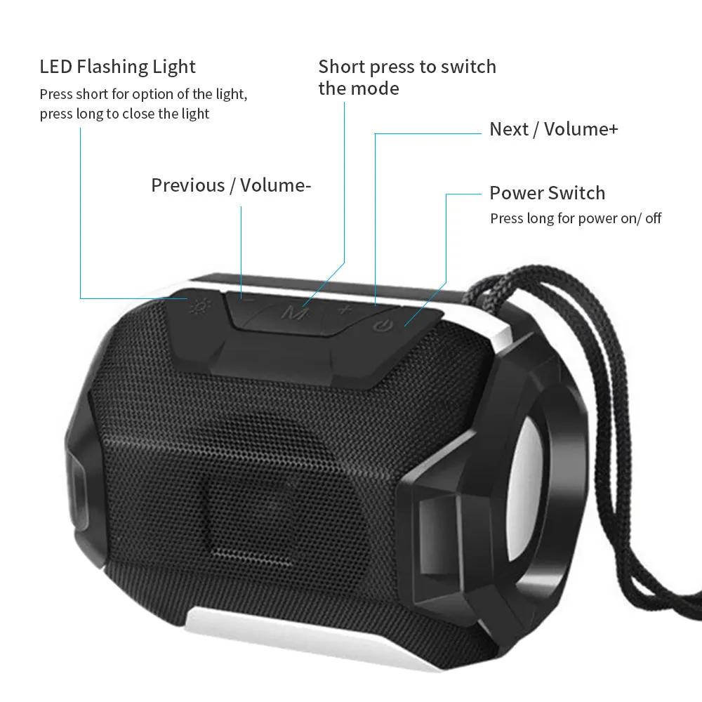 Portable Wirelessly BT Speaker With LEDs Light - Blue