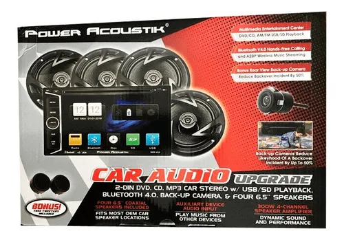 Power Acoustik Double Din Deck and Speakers Combo In Dash DOUBLE DIN DVD/CD/MP3/WMA Multimedia Player with 6.2 inch LCD Touchscreen, Built-in Bluetooth, AUX, USB ,SD Card Inputs & Wireless Remote Control-DVD2-654