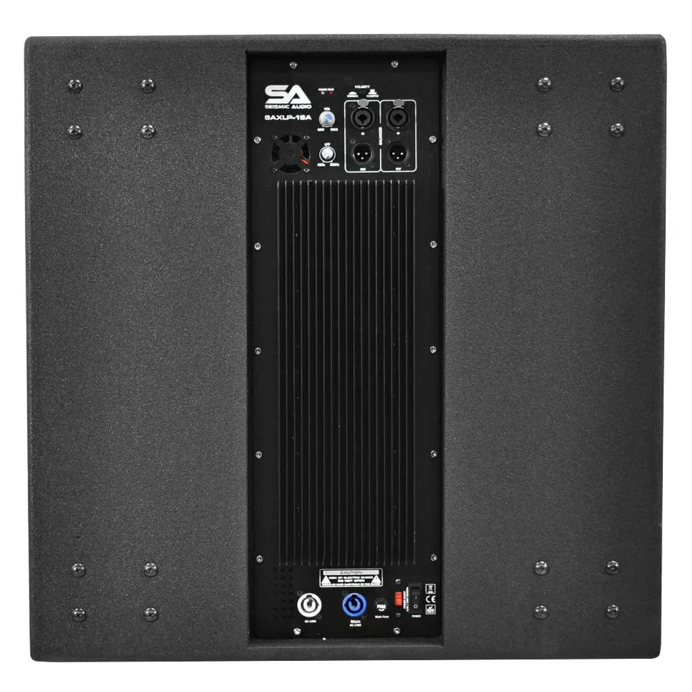 Powered 18 Inch Line Array Subwoofer, Two Powered 12 Inch Line Array Speakers and Mounting Pole