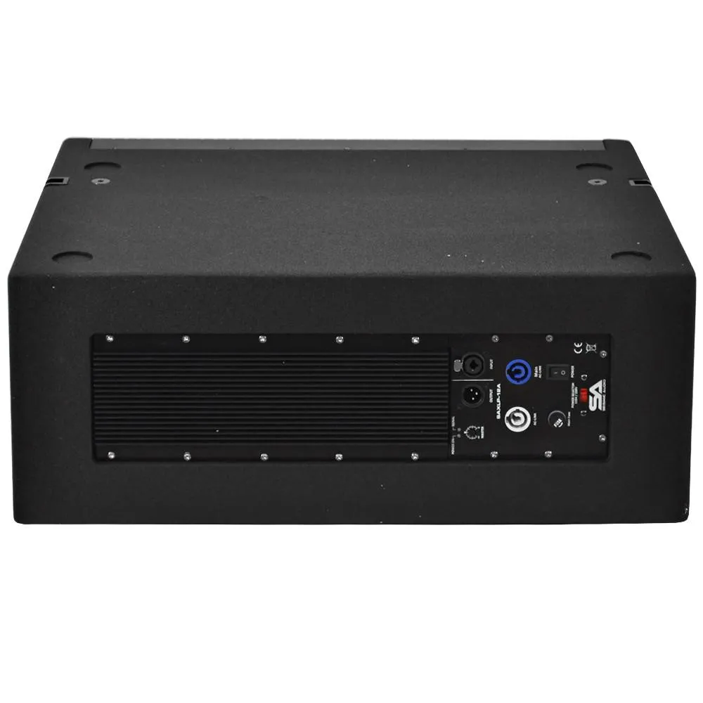 Powered 18 Inch Line Array Subwoofer, Two Powered 12 Inch Line Array Speakers and Mounting Pole