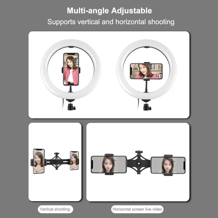 PULUZ 10.2 inch 26cm RGBW Light   1.65m Tripod Mount   Dual Phone Bracket Curved Surface USB RGBW Dimmable LED Ring Selfie Beauty Vlogging Video Light Live Broadcast Kits with Cold Shoe Tripod Ball Head & Phone Clamp & Remote Control