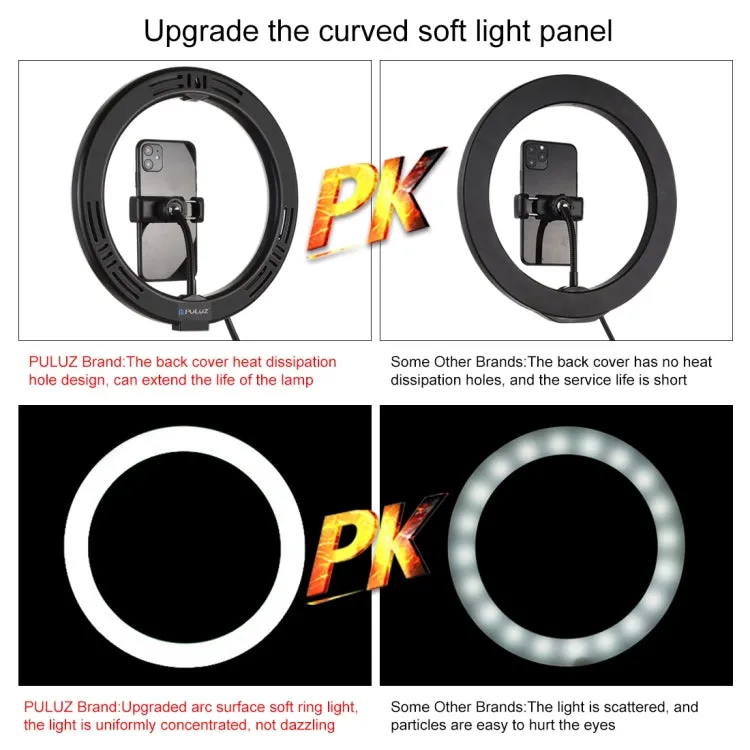 PULUZ 1.1m Tripod Mount   10.2 inch 26cm RGBW LED Ring Vlogging Video Light  Live Broadcast Kits with Remote Control & Cold Shoe Tripod Ball Head & Phone Clamp