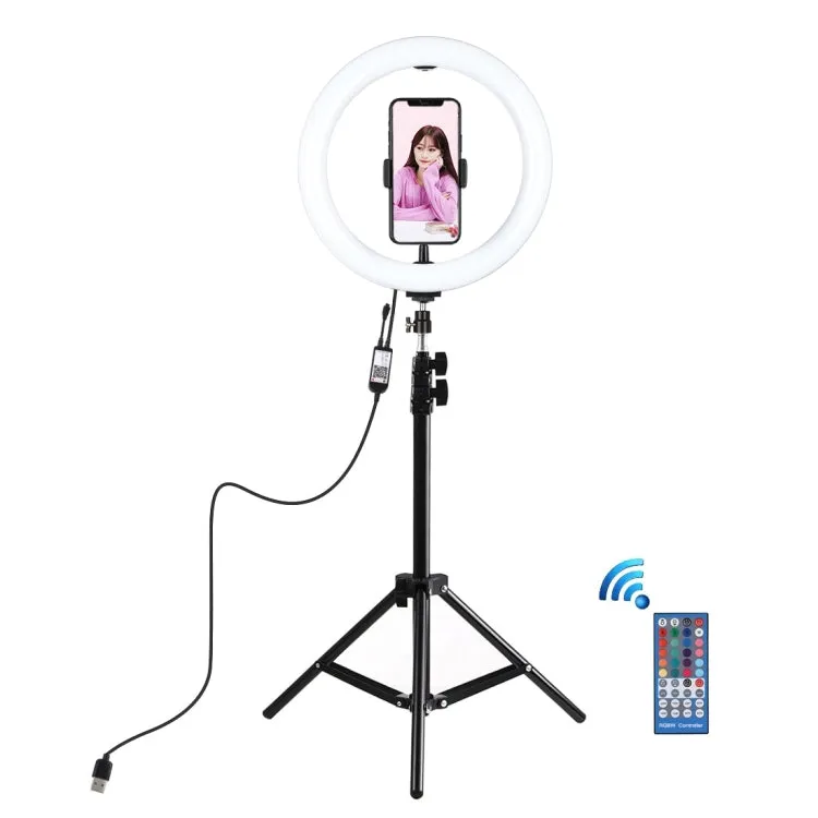 PULUZ 1.1m Tripod Mount   10.2 inch 26cm RGBW LED Ring Vlogging Video Light  Live Broadcast Kits with Remote Control & Cold Shoe Tripod Ball Head & Phone Clamp