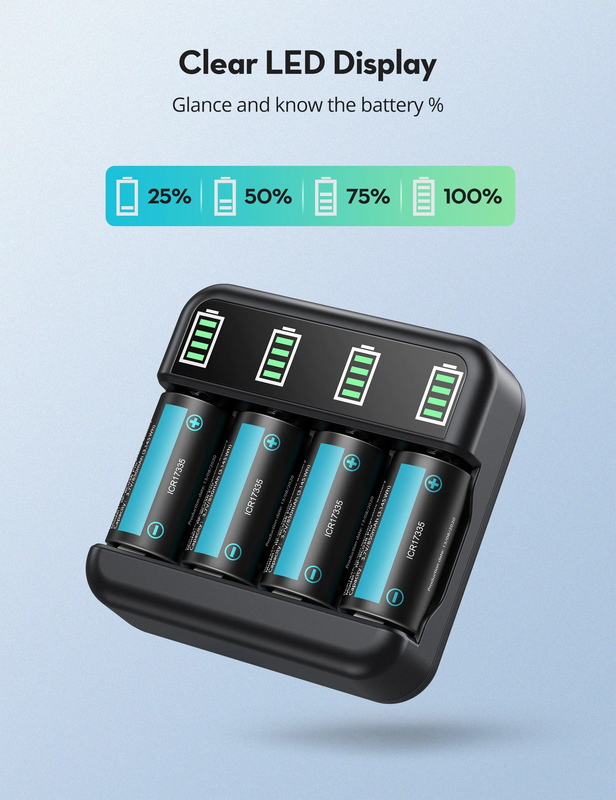 Rechargeable CR123A Lithium Batteries, 8 Pack 3.7V 850mAh Batteries