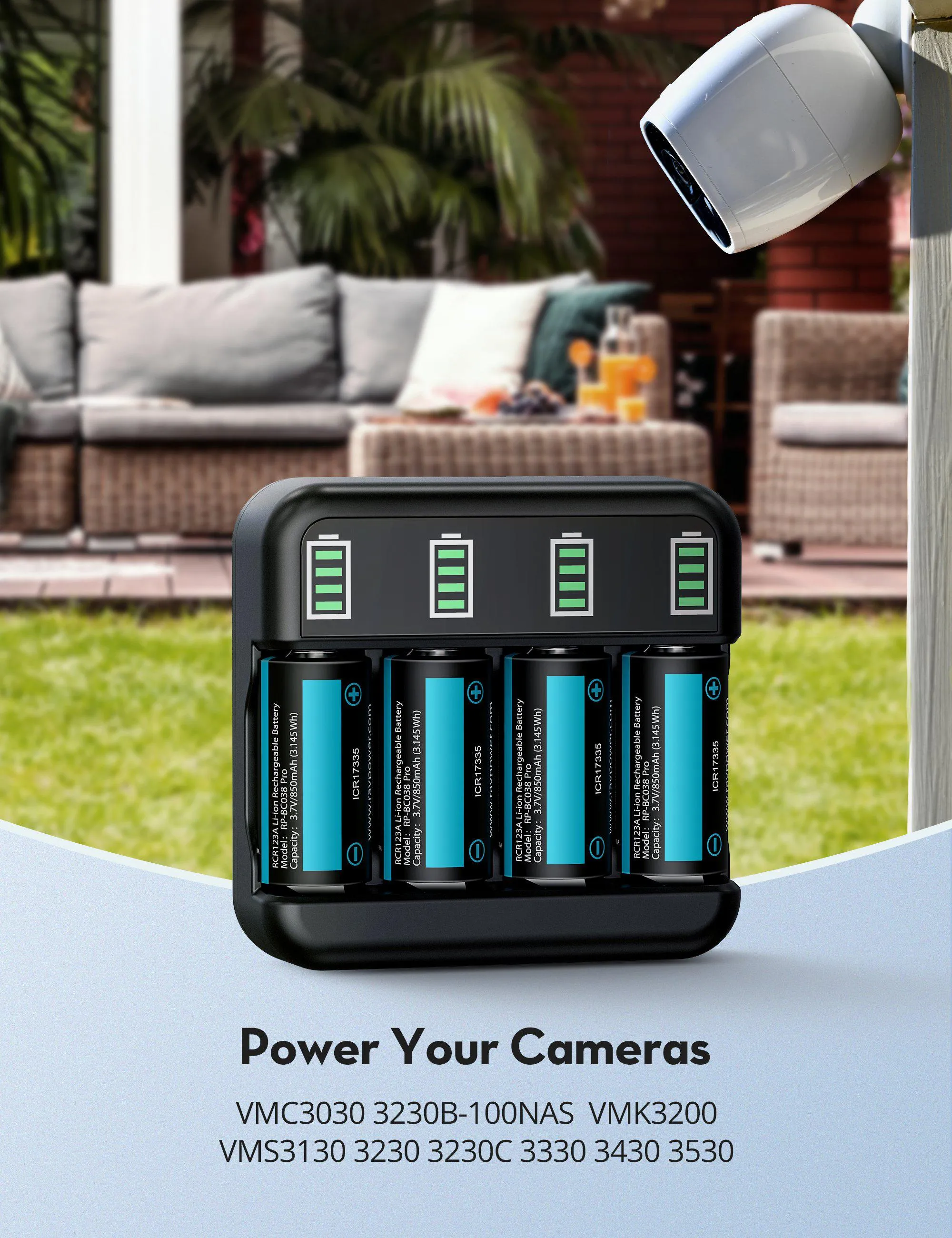 Rechargeable CR123A Lithium Batteries, 8 Pack 3.7V 850mAh Batteries