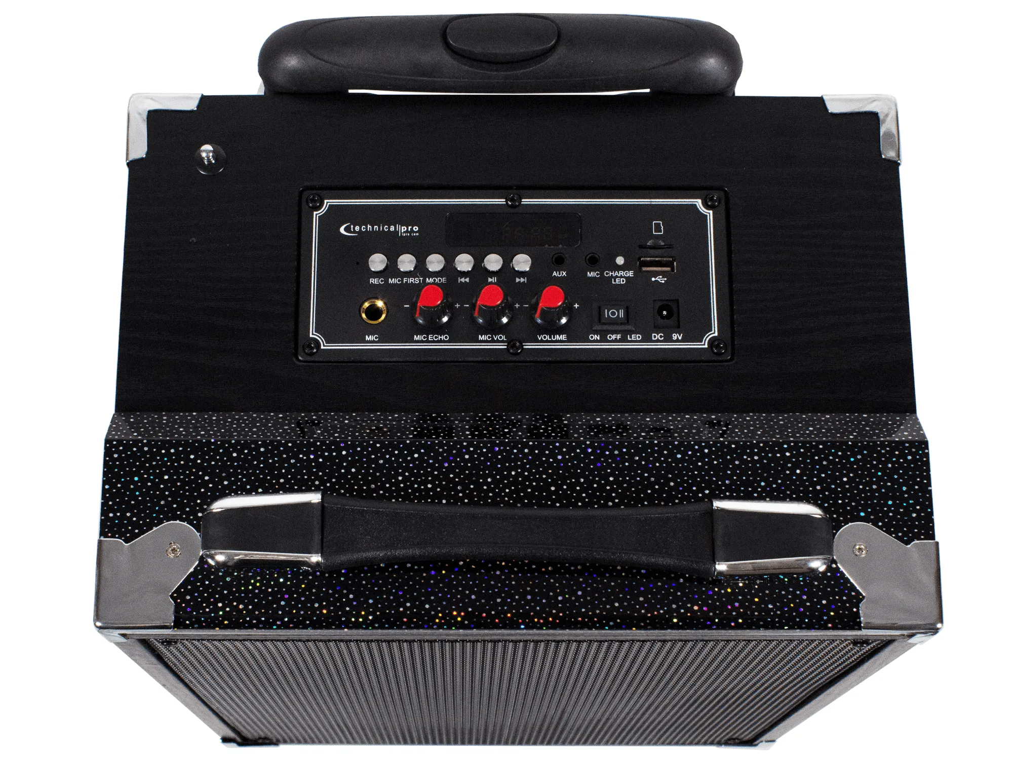 Rechargeable Portable Bluetooth® Speaker with Retractable Mic Stand