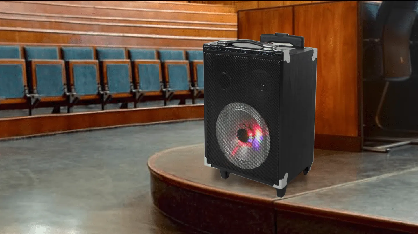 Rechargeable Portable Bluetooth® Speaker with Retractable Mic Stand