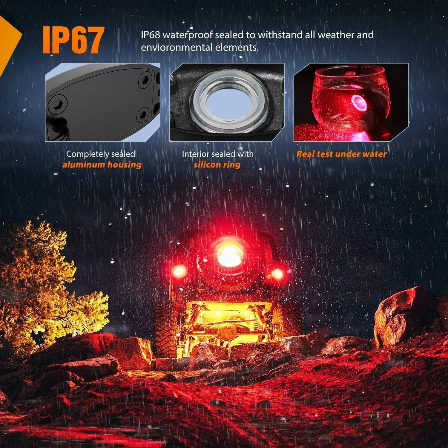 Red LED Rock Lights (6 Pcs)