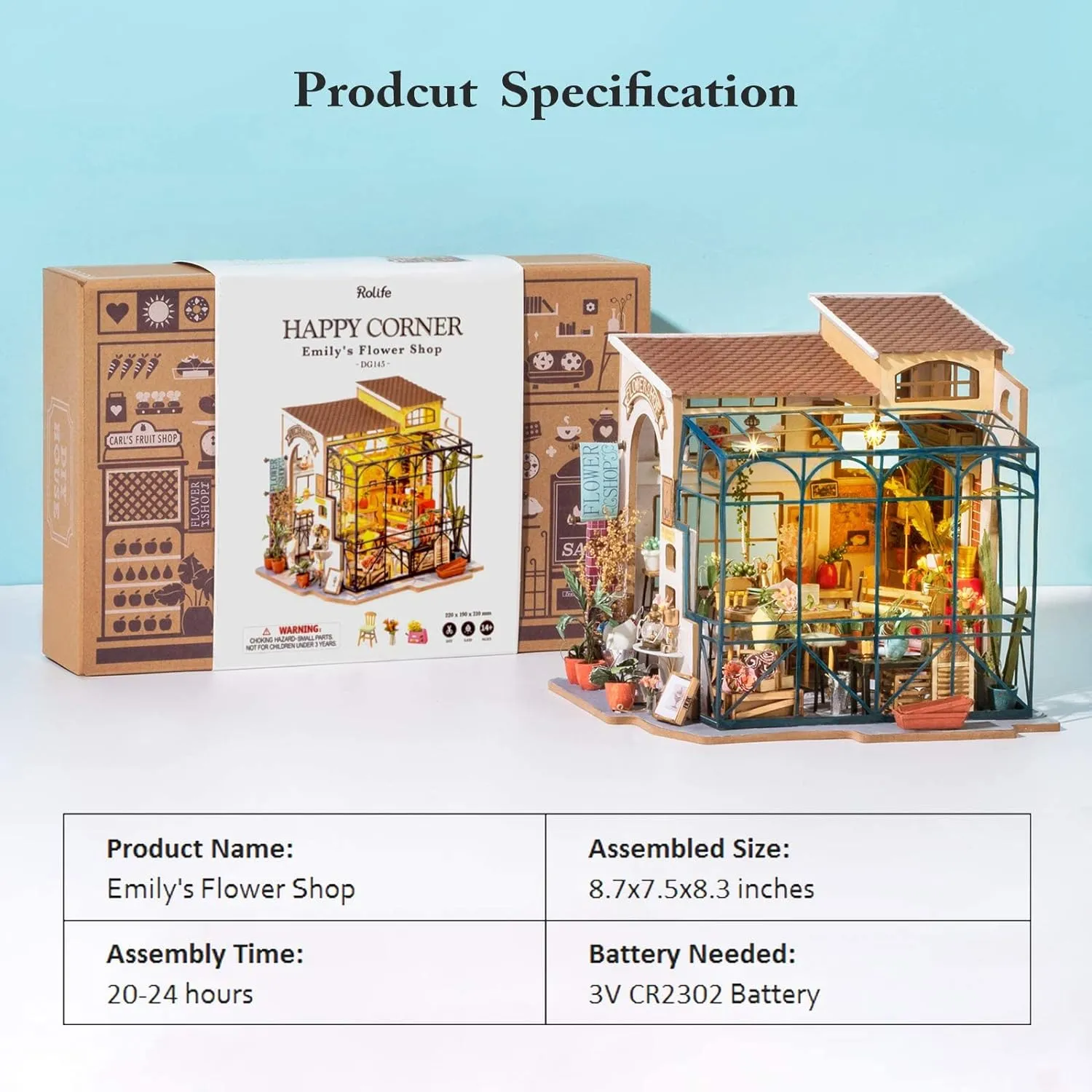 Rolife Emily’S Flower Shop 3D Diy Flowerist House Puzzle