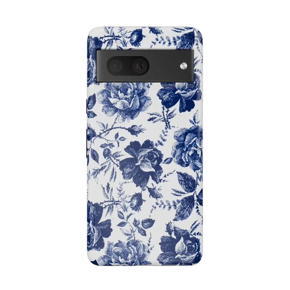 Rose to Fame | Blue & White Rose Floral Google Pixel Case